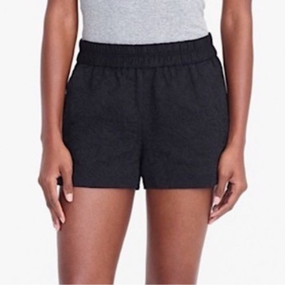 J Crew Boardwalk Floral Cotton Embossed High Rise‎ Shorts Black Size 2